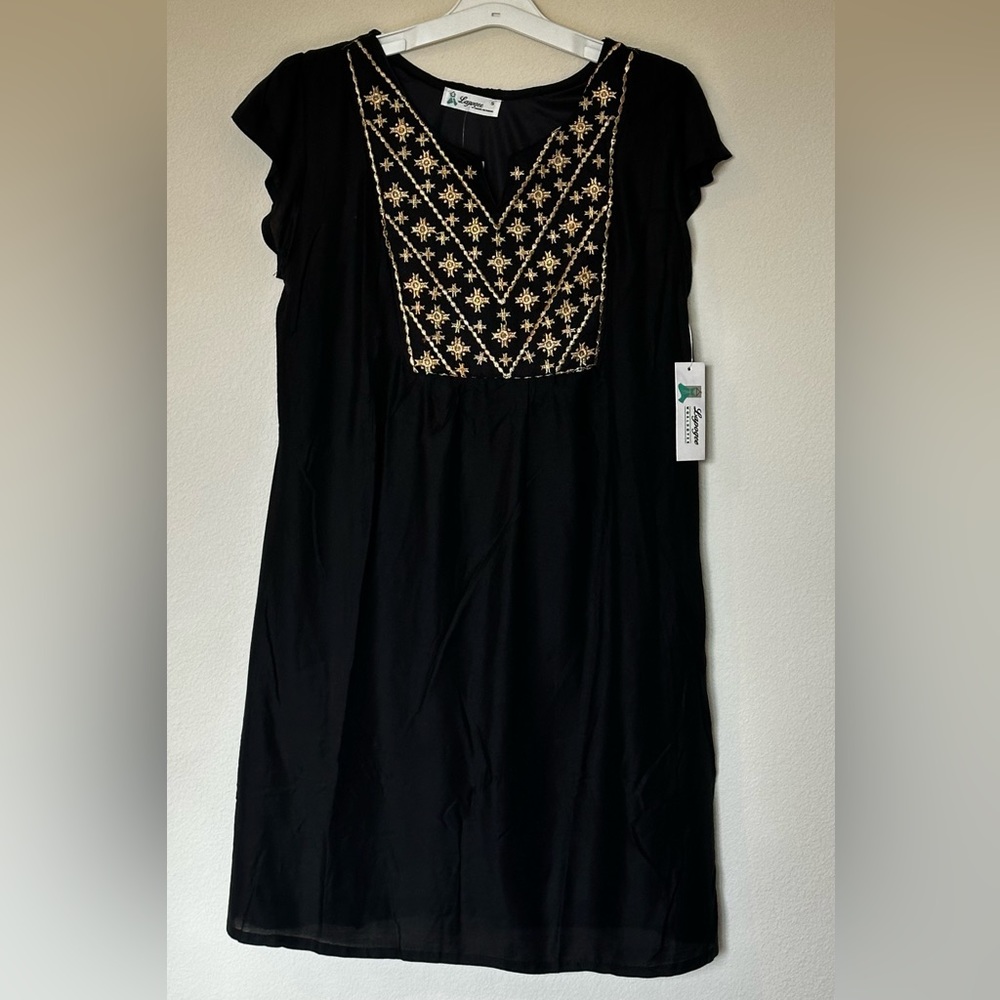 Lapogee- Made in India Embroidered Black and Gold Dress| Size: Small NWT